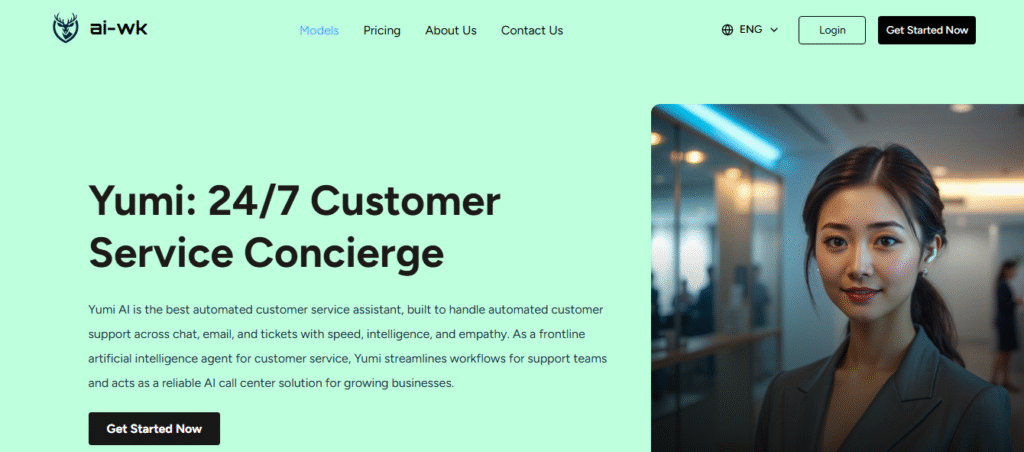Poster of Yumi AI, an ai work model for AI-Powered Customer Service Concierge