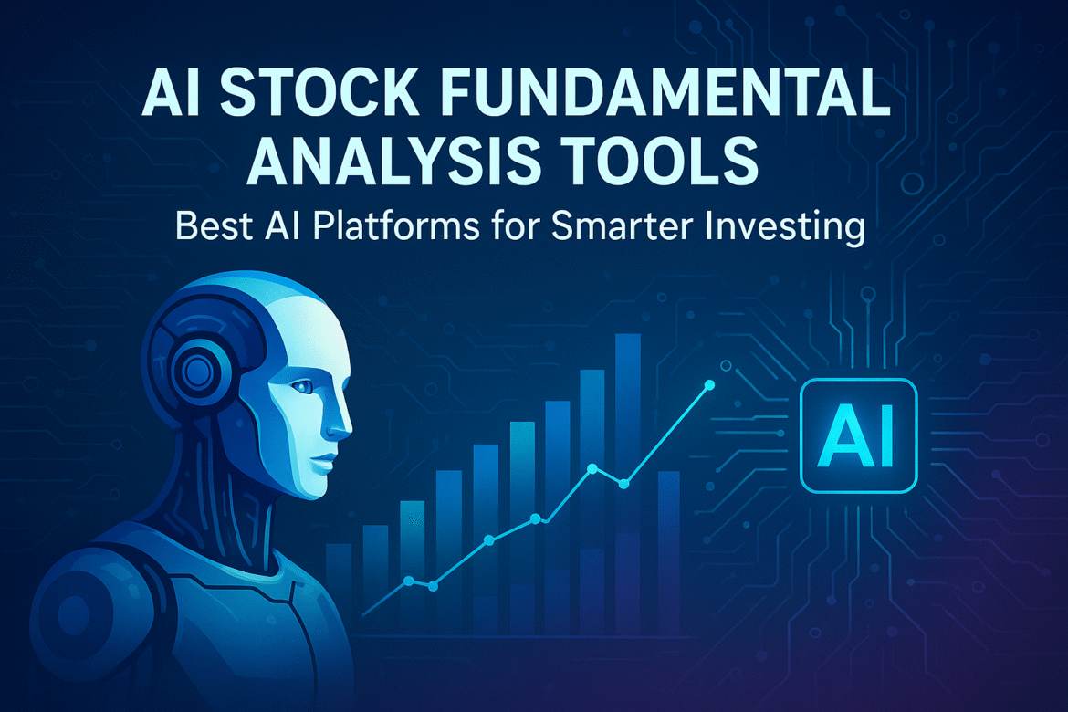 Bright abstract cover image illustrating AI Stock Fundamental Analysis Tools with charts, graphs, and AI technology elements for smarter investing.