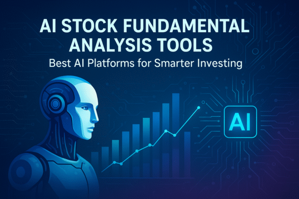 Bright abstract cover image illustrating AI Stock Fundamental Analysis Tools with charts, graphs, and AI technology elements for smarter investing.