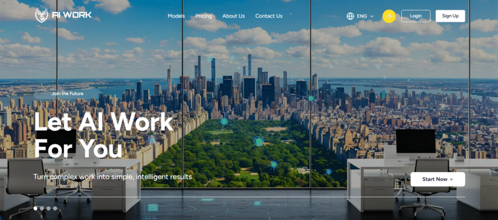 Screenshot of AI Work homepage